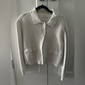 Club Monaco white collared cardigan